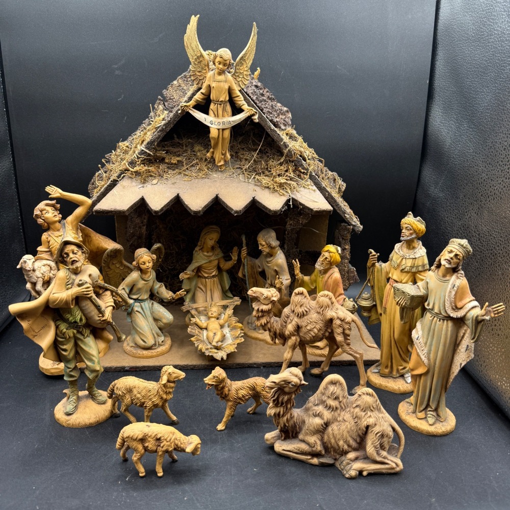 Vintage Fontanini Depose Italy Nativity Set Stable 18 Pcs Christmas Decor 5"